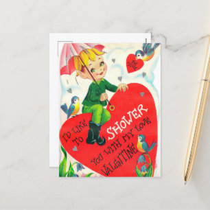 Postal Festiva retro vintage Valentine boy