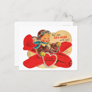Postal Festiva retro vintage Valentine boy