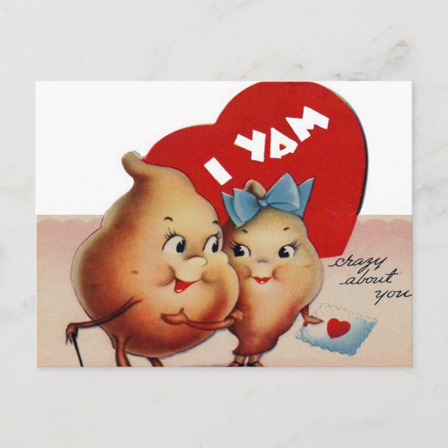 Postal Festiva retro vintage Valentine yams (Anverso)