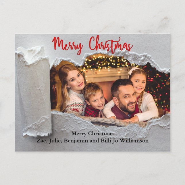 Postal Festiva Revelación desgarrada Fotos navideñas merry (Anverso)