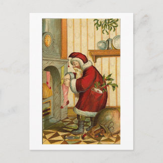 Postal Festiva Revestimiento de Santa Filling de época