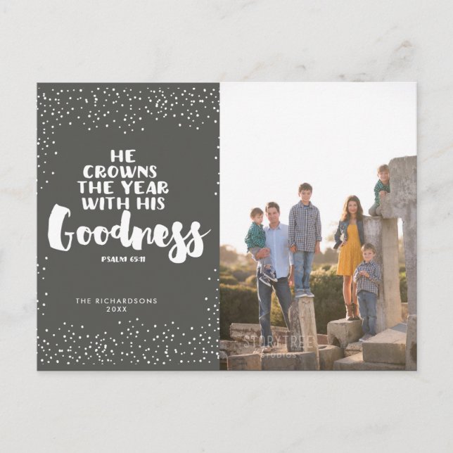 Postal Festiva Revisión de año fotográfico de las escrituras reli (Anverso)