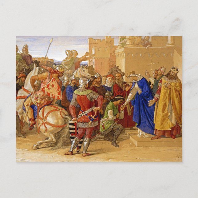 Postal Festiva Rey Arturo y Caballeros de la Mesa Redonda (Anverso)