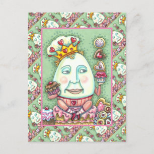 POSTAL FESTIVA REY HUMPTY DE CORAZONES Y CONFECCIONES, VALENTINA