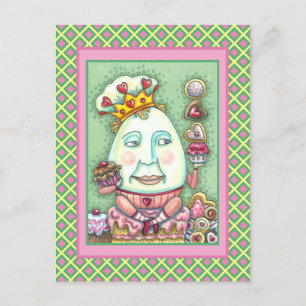 POSTAL FESTIVA REY HUMPTY DE CORAZONES Y CONFECCIONES, VALENTINA
