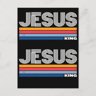 Postal Festiva Rey Jesús cristiano retro