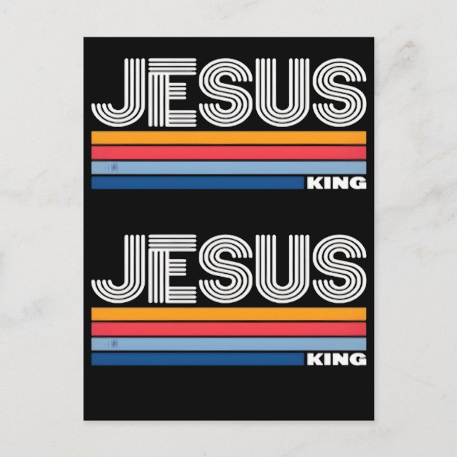 Postal Festiva Rey Jesús cristiano retro (Anverso)