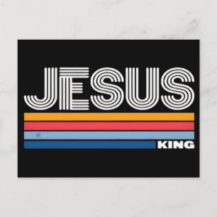 Postal Festiva Rey Jesús cristiano retro