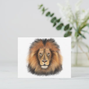 Postal Festiva rey león del jungla realista masculino acuarela