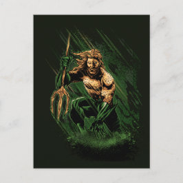 Postal Festiva Rey Oceánico Guerrero Tridente Dinámico Arte Cómic