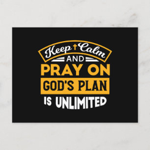 Postal Festiva Reza y confía en el plan ilimitado de Dios basado 