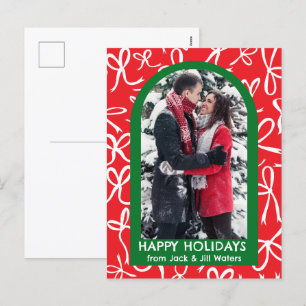 Postal Festiva Ribbons dobla Navidades PERSONALIZADO arca de foto