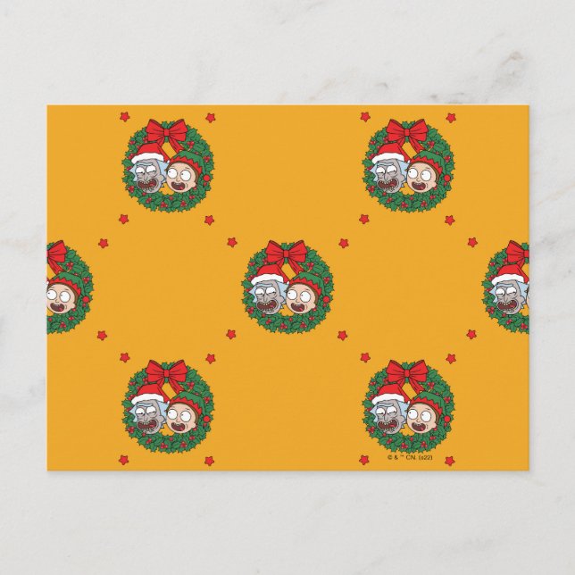 Postal Festiva Rick and Morty | Holiday Wreath Pattern (Anverso)