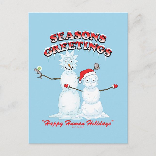 Postal Festiva Rick and Morty | Snowmen Season's Greetings (Anverso)