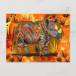Postal Festiva Rinoceronte africano con pintura corporal tribal