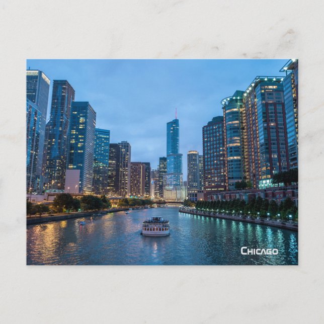 Postal Festiva Río Sunset de Chicago (Anverso)