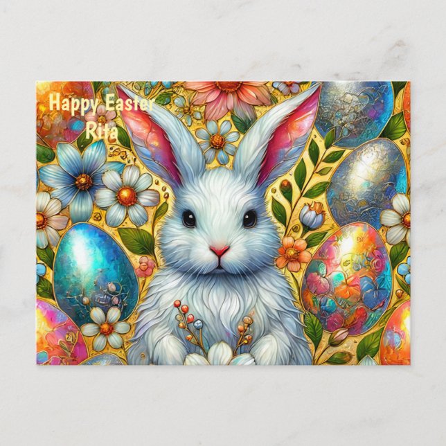 POSTAL FESTIVA RITA ~ FELIZ BUNNY GREETY ORIENTAL ~ (Anverso)