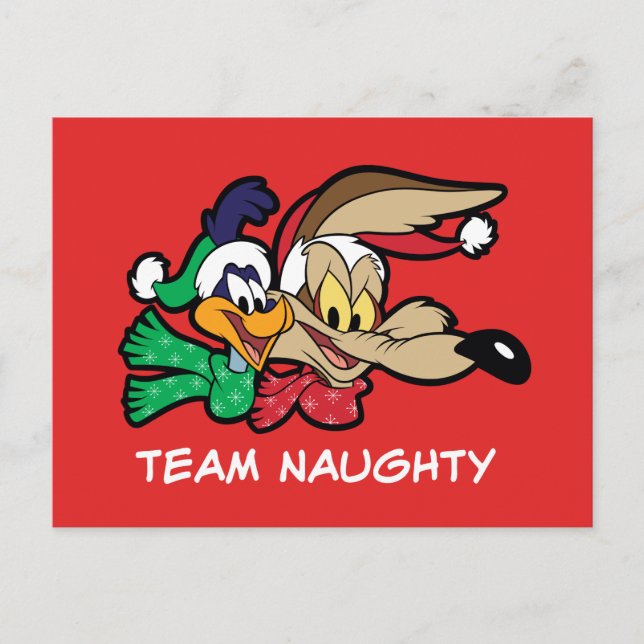 Postal Festiva ROAD RUNNER™ y Wile E. Coyote "Team Naughty" (Anverso)