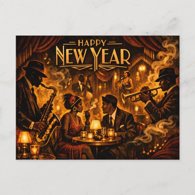 Postal Festiva Roaring Twenties Jazz Club New Year (Anverso)