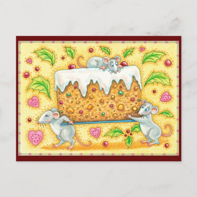 Postal Festiva Robando a los Navidades del pastel de frutas (Anverso)