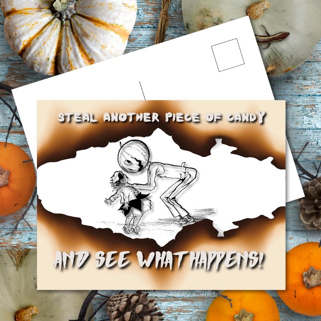 Postal Festiva Robar otra pieza de advertencia de Candy Halloween (Subido por el creador)