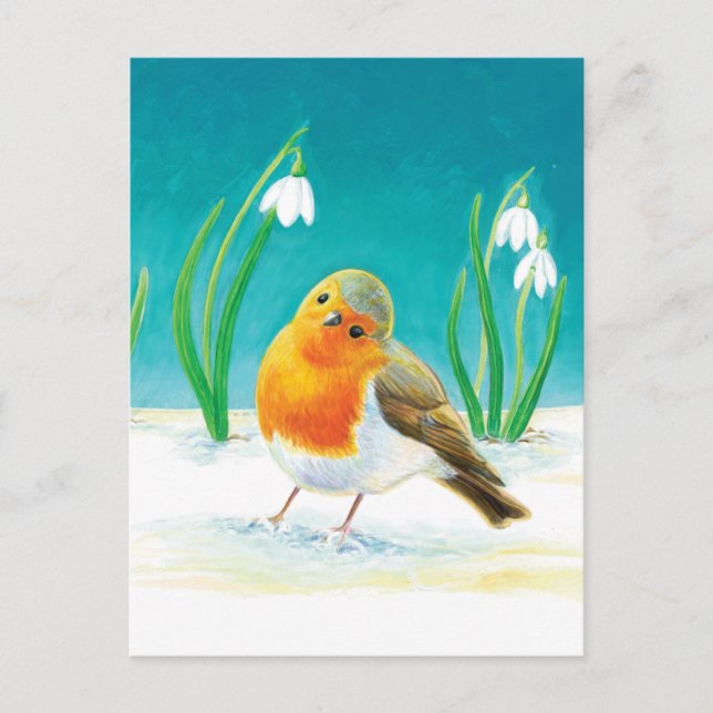 Postal Festiva Robin Bird - Erithacus rubecula (Anverso)