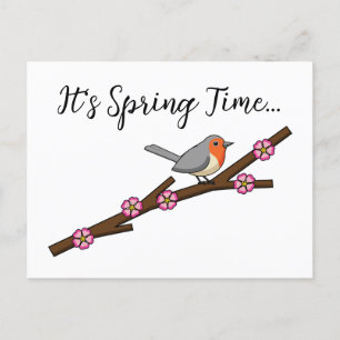 Postal Festiva Robin en Sakura Añadir tu texto