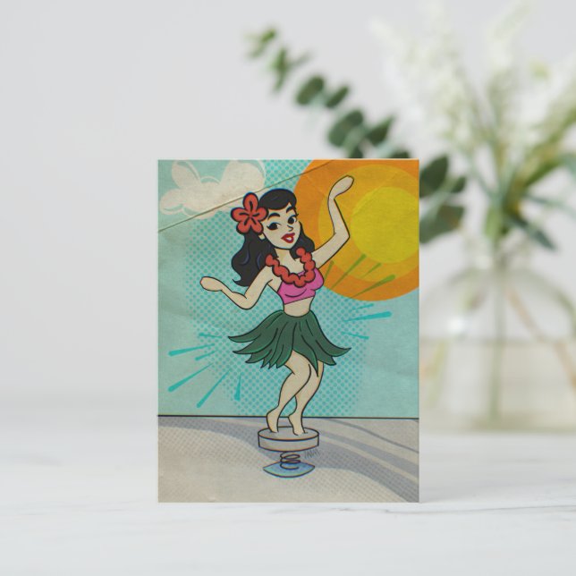 Postal Festiva Rock el Chica Hula (Anverso de pie)