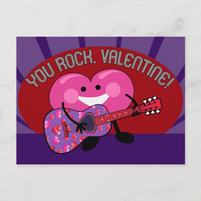 Postal Festiva ¡Rock Valentine! | Guitarra Cute Hearting (Anverso)