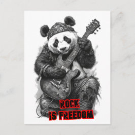 Postal Festiva Rocker Panda dice: Rock es Libertad en un
