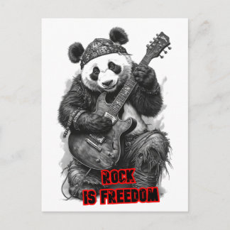 Postal Festiva Rocker Panda dice: Rock es Libertad en un