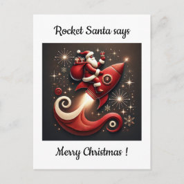 Postal Festiva Rocket Santa Christmas card