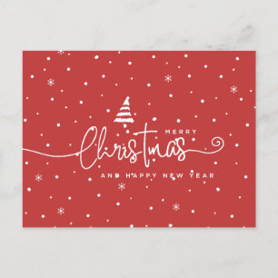 Postal Festiva Rojo y blanco de estilo nórdico moderno