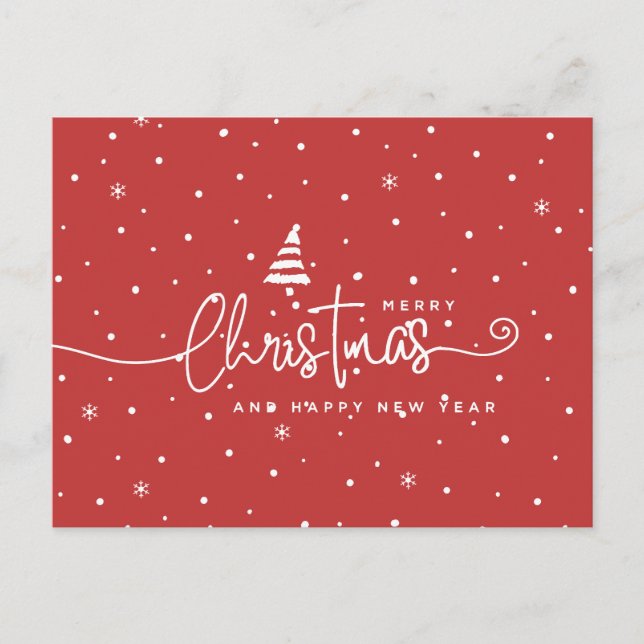 Postal Festiva Rojo y blanco de estilo nórdico moderno (Anverso)