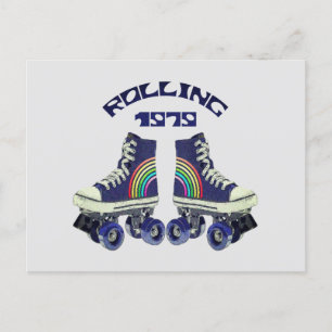 Postal Festiva Roller Skates Retro Vintage de los años 70