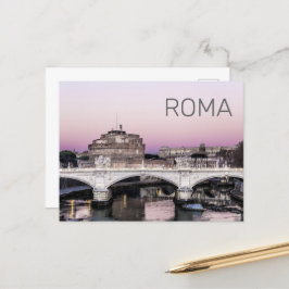 Postal Festiva Roma Italia Castel Sant'Angelo Puente Sunset