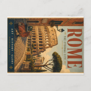 Postal Festiva Roma Vintage la Ciudad Eterna Ilustración con Co