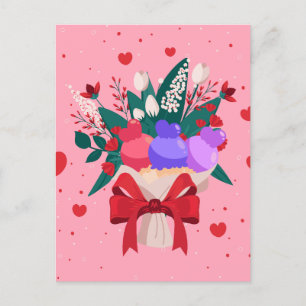 Postal Festiva Romántico Helado Cream Bouquet Cute Flores Corazón