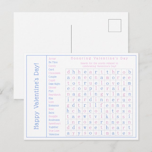 Postal Festiva Rompecabezas de búsqueda de palabras personalizada (Anverso / Reverso)