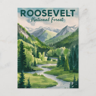 Postal Festiva Roosevelt National Forest Watercolor Travel