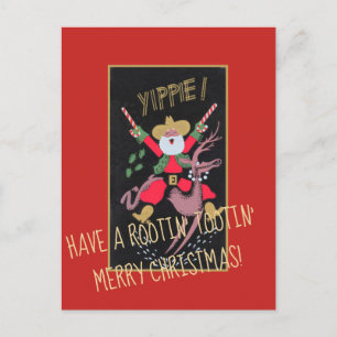 Postal Festiva Rootin Tootin Cowboy Santa