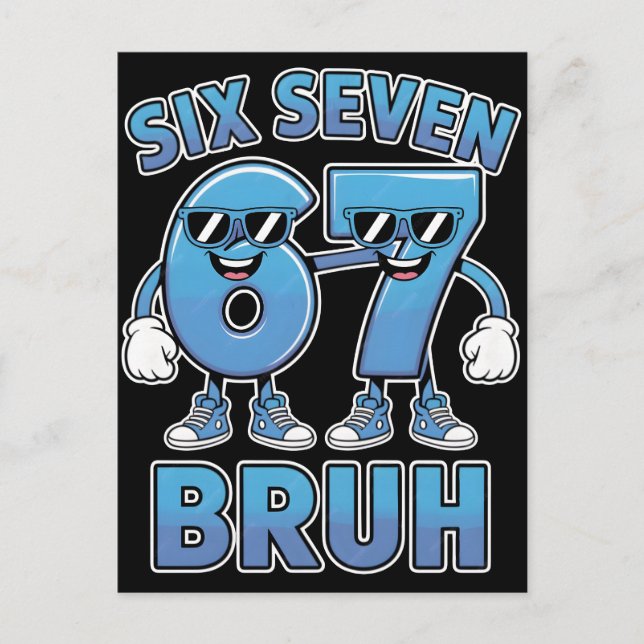 Postal Festiva Ropa con la frase "Bruh 67" Meme Divertido Script  (Anverso)