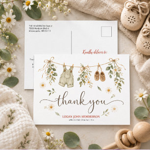 Postal Festiva Ropa de flores silvestres Cumpleaños de niños neut