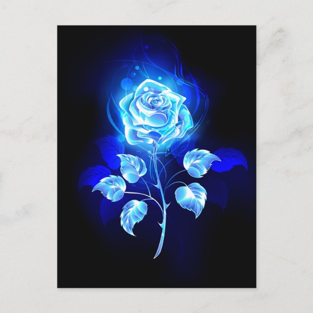 Postal Festiva Rosa azul en llamas (Anverso)