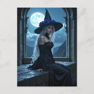 Postal Festiva Rosa azul gótico Anime Witch Halloween