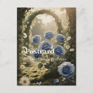 Postal Festiva Rosa azul personalizado: amor por el aniversario ú