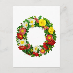Postal Festiva Rosa de navidades Wreath por Pierre-Joseph Redouté