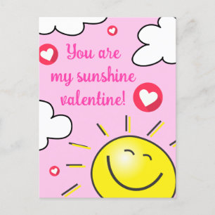 Postal Festiva Rosa Eres Mi Sunshine Feliz Día de San Valentín