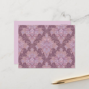 Postal Festiva Rosa Lavanda Polvorienta Lila Mauve Damask Elegant