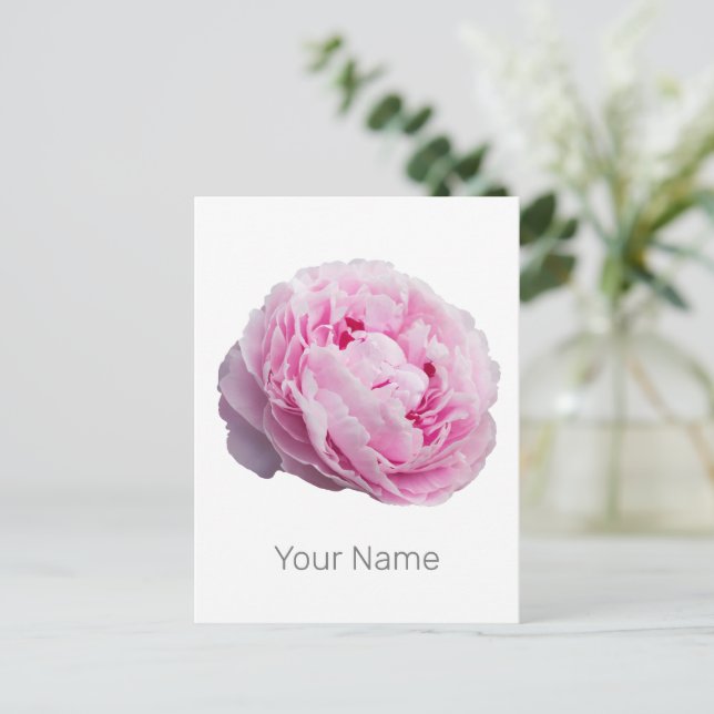 Postal Festiva Rosa Peony Blossom Para Flor Y Amante De Jardín (Anverso de pie)